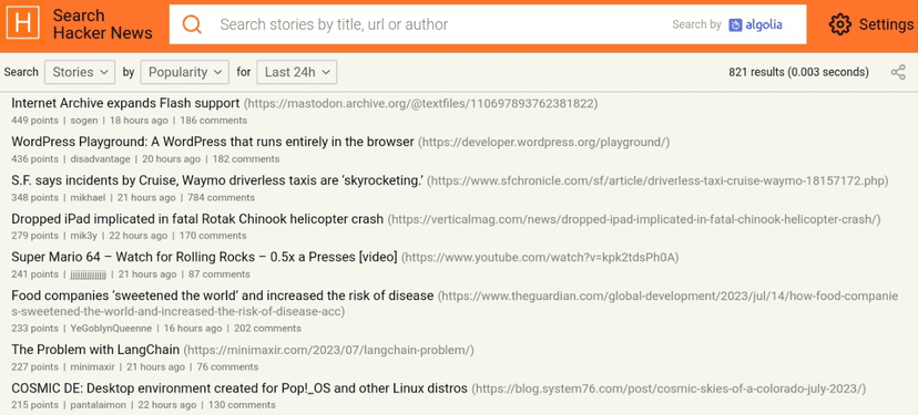 Hacker News Search